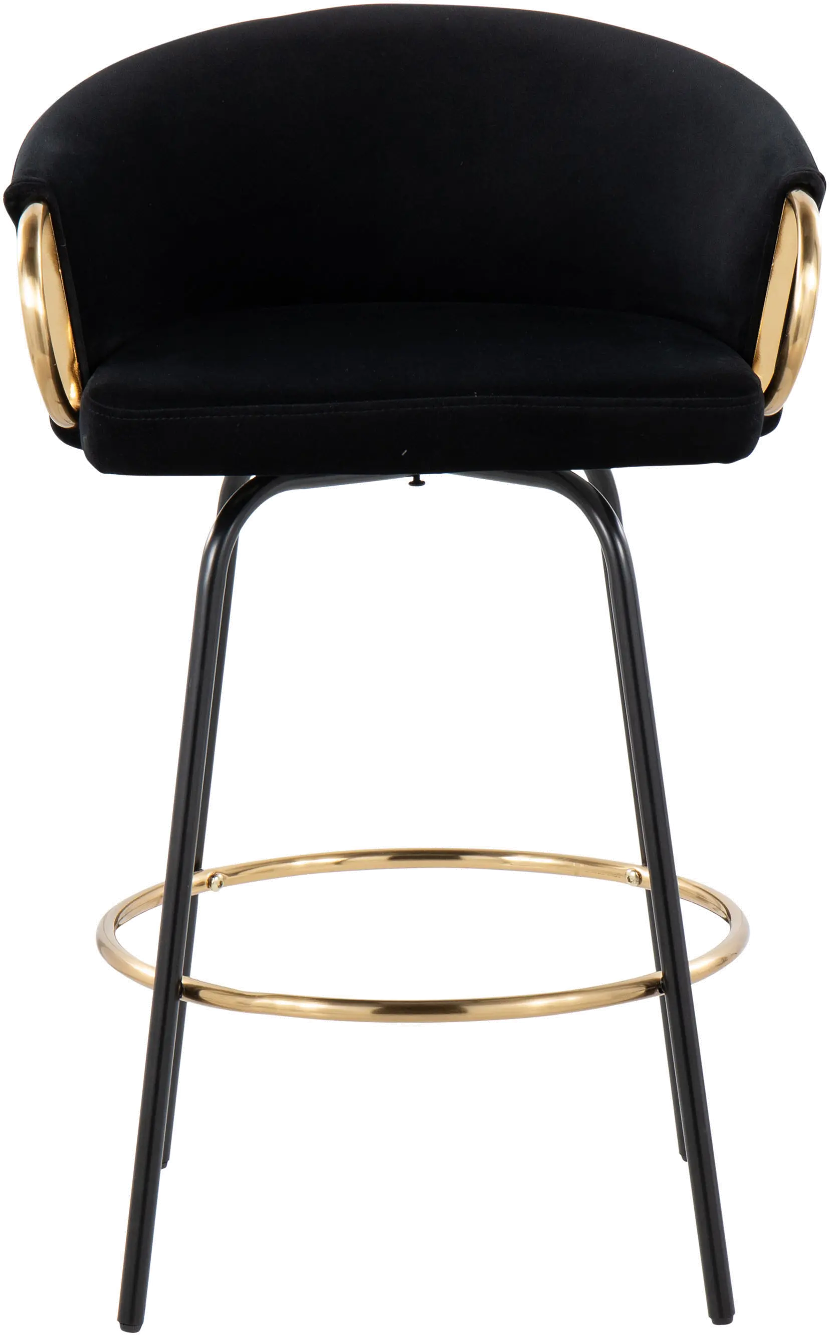 Claire Glam Gold and Black Velvet Barstool Stool， Set of 2