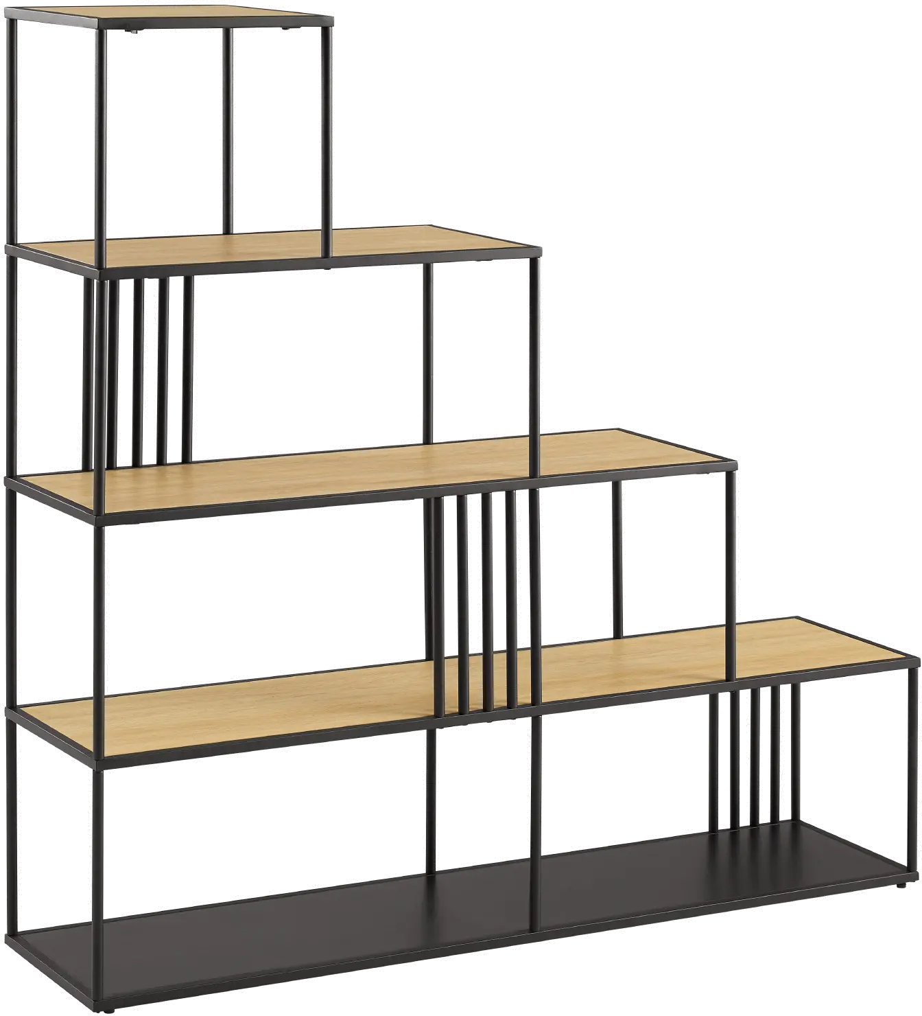 Vulcan Coastal Oak and Black Staircase Shape Bookshelf