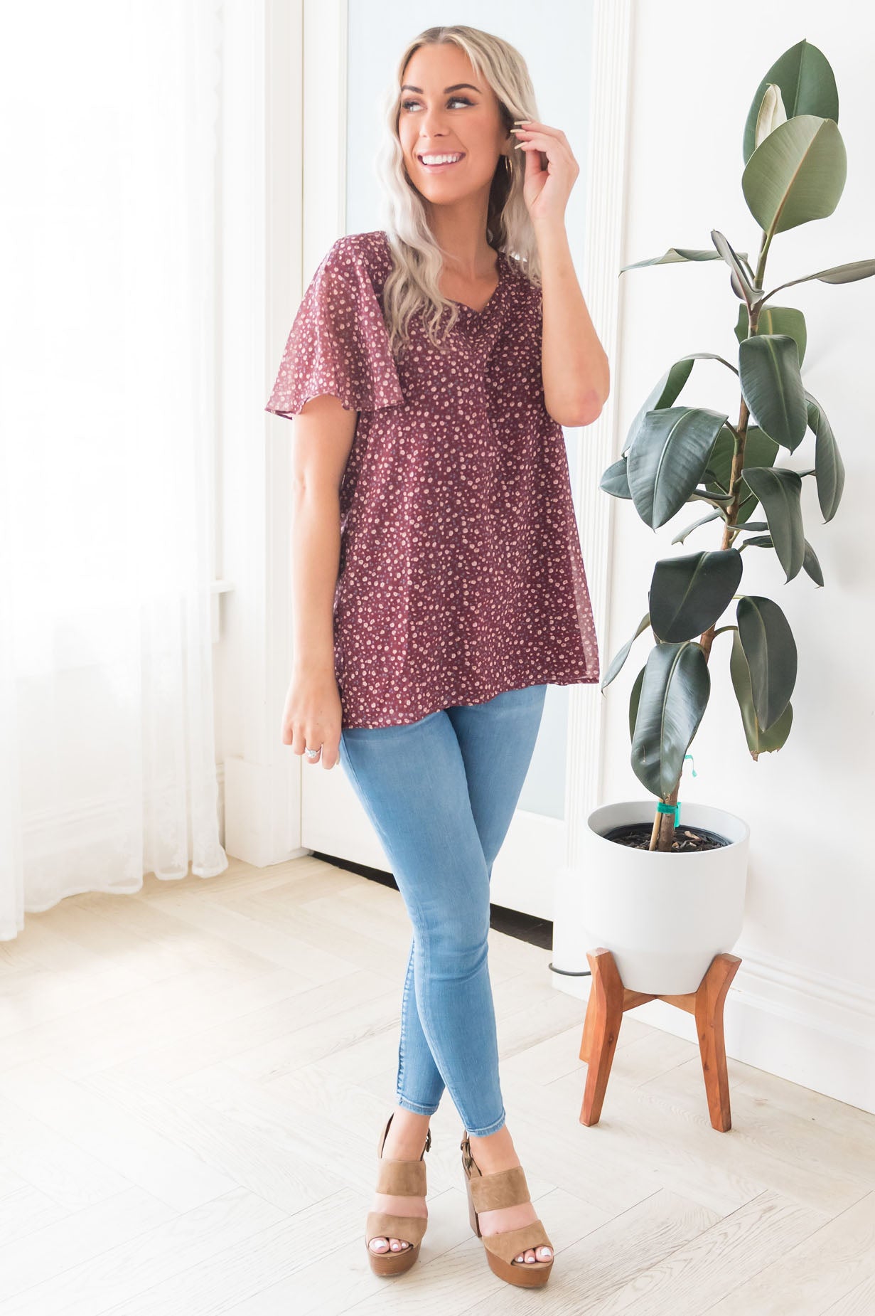 Ditzy Abstract Modest Blouse