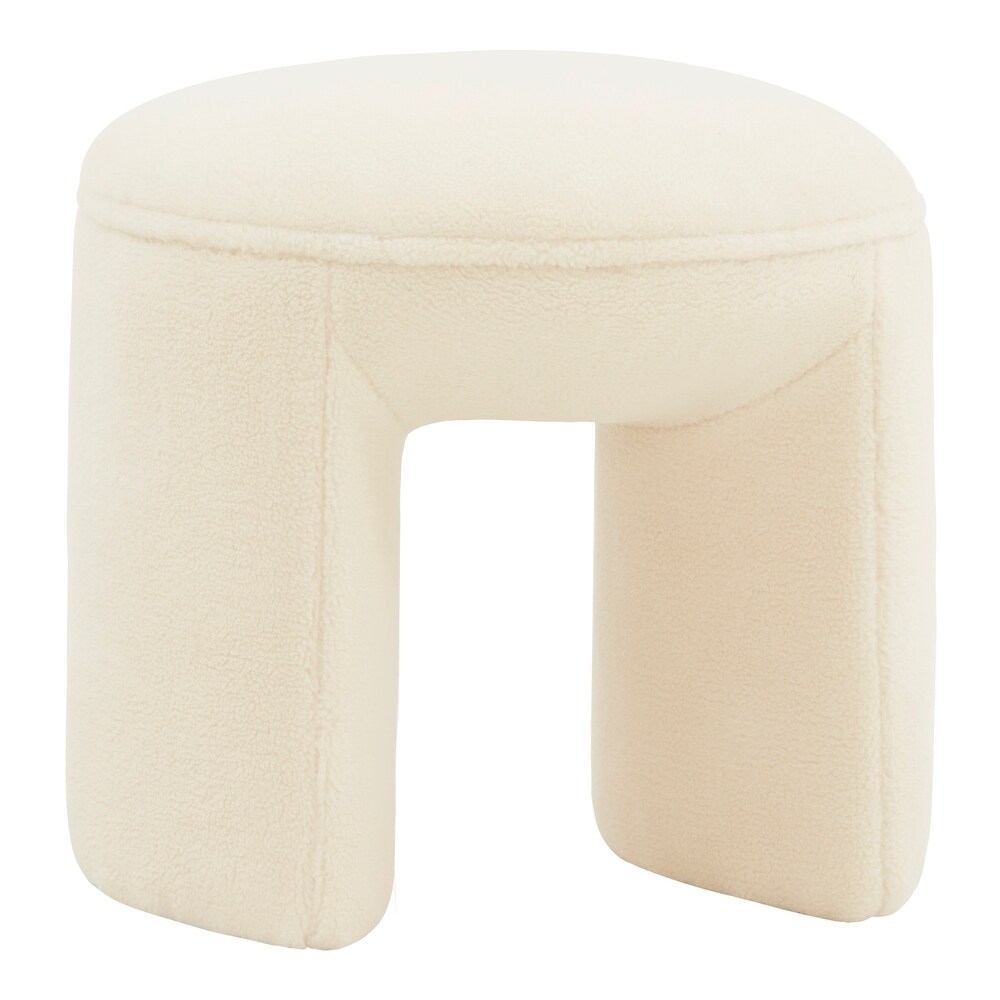 SAFAVIEH Couture Vivie Contemporary Faux Shearling Stool Ottoman