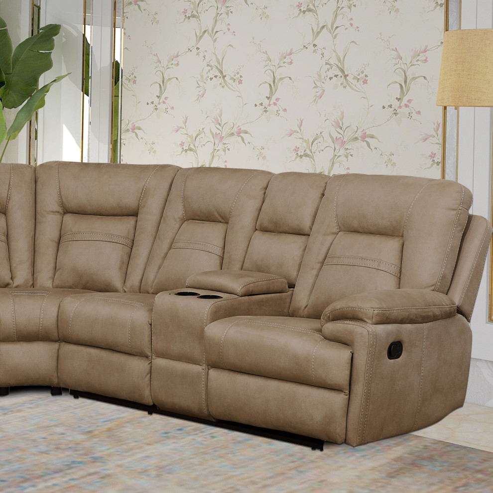 Betsy Furniture Microfiber Reclining Sectional Living Room Set  Latte   Contemporary   Living Room Furniture Sets   by Vanity Art LLC  Houzz