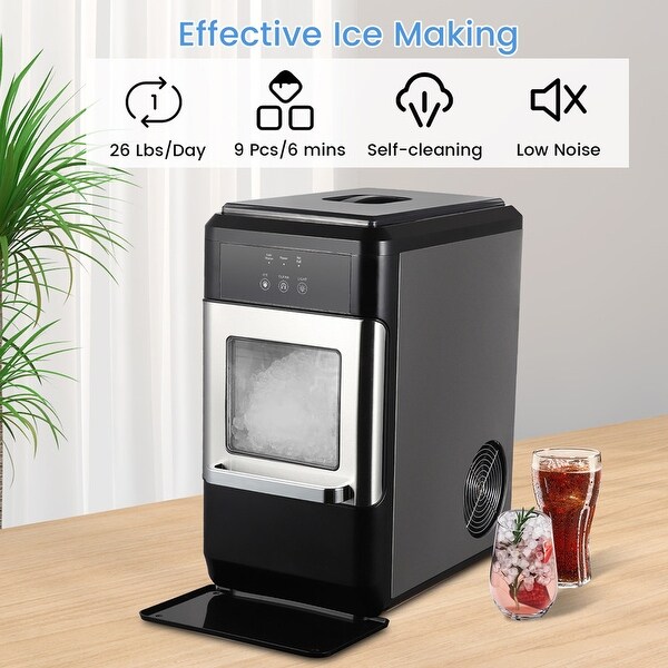 26 Lbs/24h Portable Countertop Ice Maker Machine for Crystal Ice Cubes with Ice Scoop