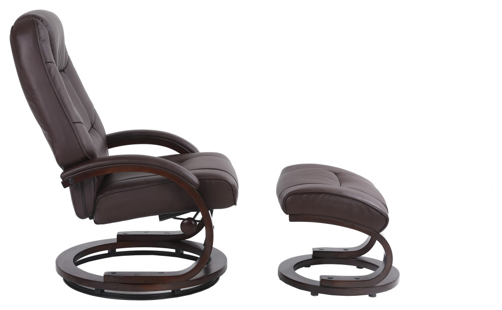 Sundsvall Recliner and Ottoman in Brown Air Leather   Contemporary   Recliner Chairs   by Progressive Furniture  Houzz