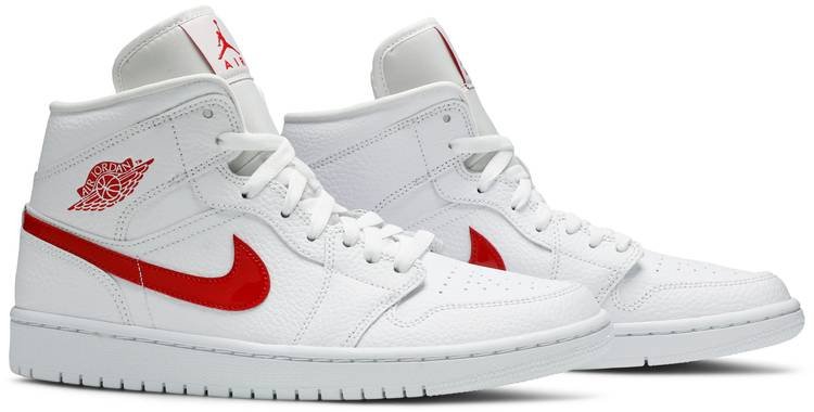 Air Jordan 1 Mid 'White University Red' BQ6472-106