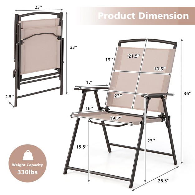 Tangkula 2 4 Piece Patio Folding Chairs Outdoor Dining Chairs W Breathable Fabric Heavy Duty Steel amp Rustproof Steel Frame