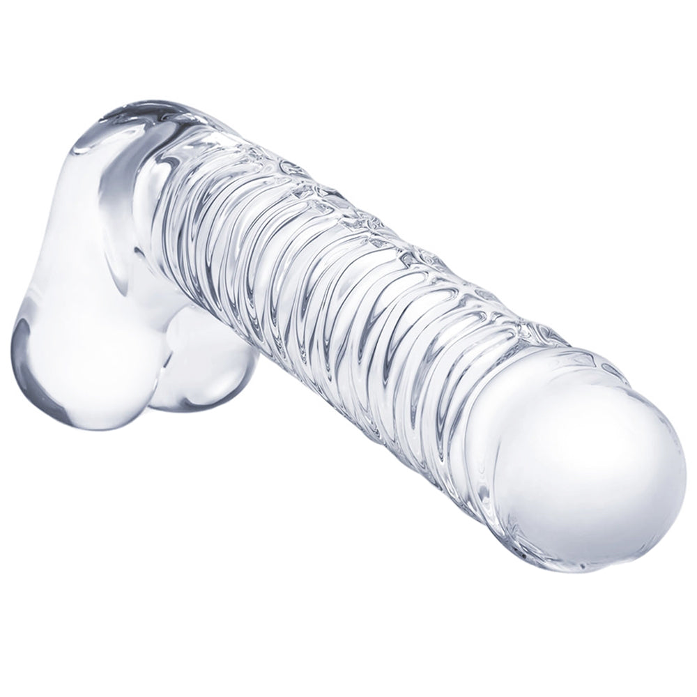 gläs 8 Inch Realistic Ribbed G-Spot Dildo