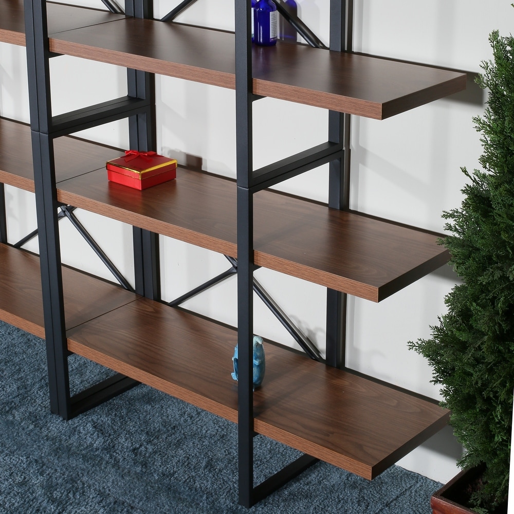 8 Tier and 8 Open Wider Metal Frame and Industrial Wood Etagere Bookcase   70.87*56.69*13 inches