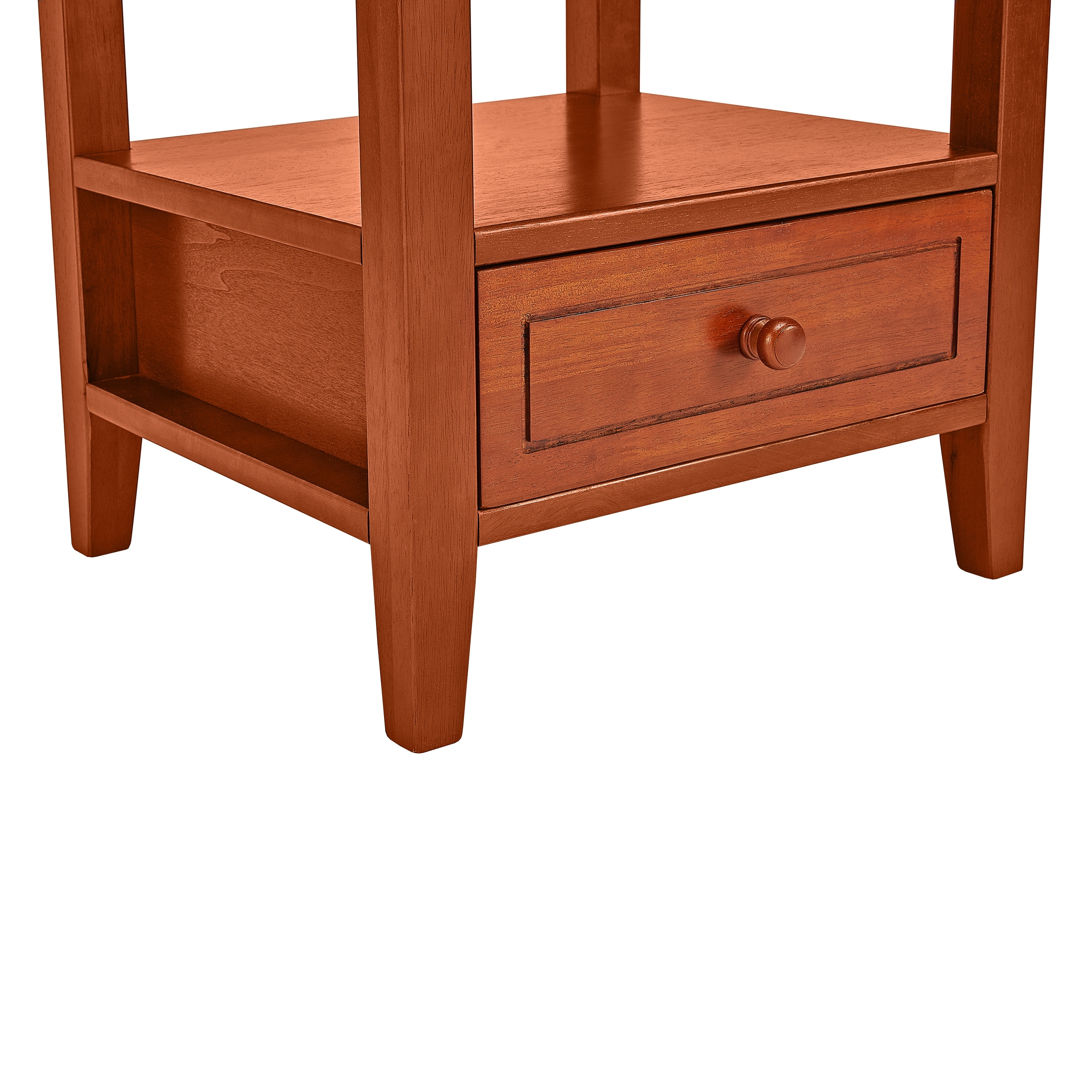 20 Inch Handcrafted Side End Table with Shelf and Drawer