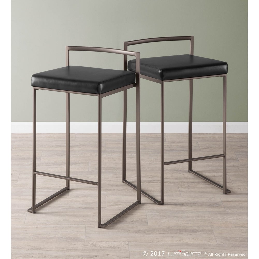 Carbon Loft Yadriel Industrial Antique Stackable Counter Stool (Set of 2)