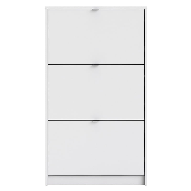 Pemberly Row Modern 3 Drawer Shoe Cabinet， 18-Pair Shoe Rack in White