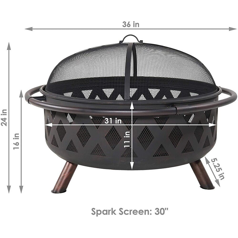 36 Inch Premium Portable Fire Pit Outdoor Garden Wood Burning And Grill Pit