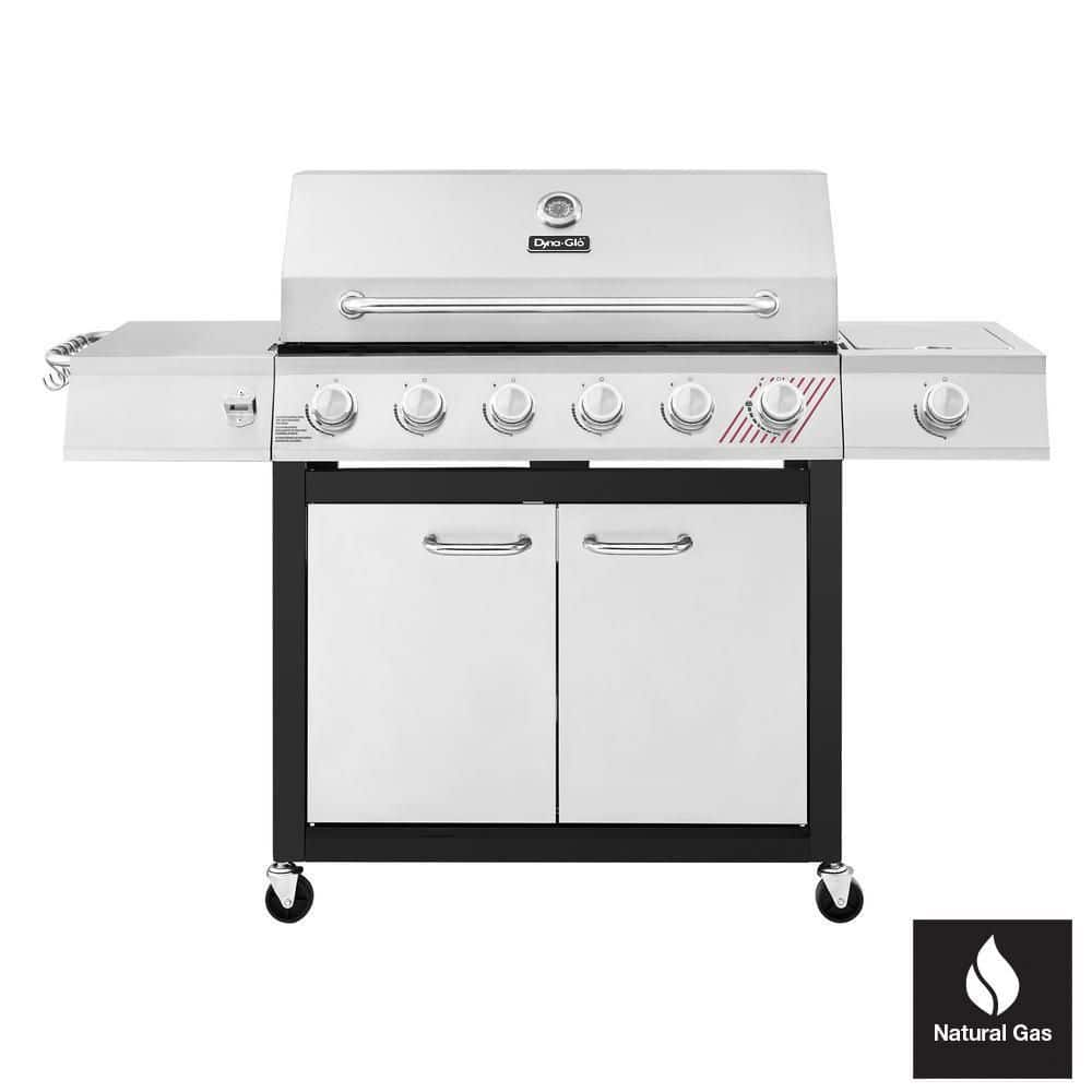 Dyna-Glo 6-Burner Natural Gas Grill in Stainless Steel with TriVantage Multi-Functional Cooking System DGF571CRN-D