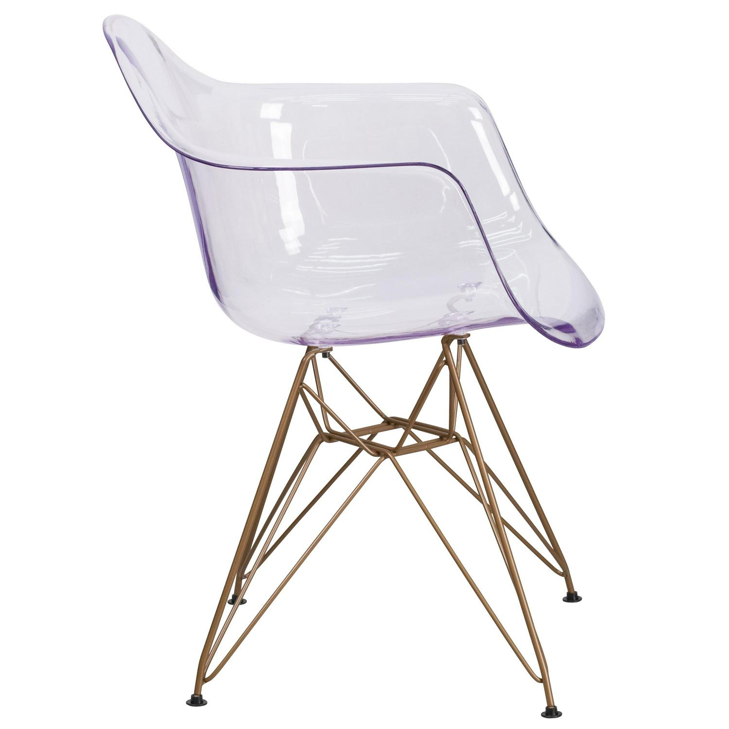 Flash Furniture Alonza Series Transparent Side Chair with Gold Base