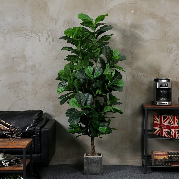 Fiddle Leaf Fig Tree 6ft Tall Artificial Tree in Plastic Pot Fake Ficus Lyrata Plants with 184 Fiddle Leaves Faux Fig Trees