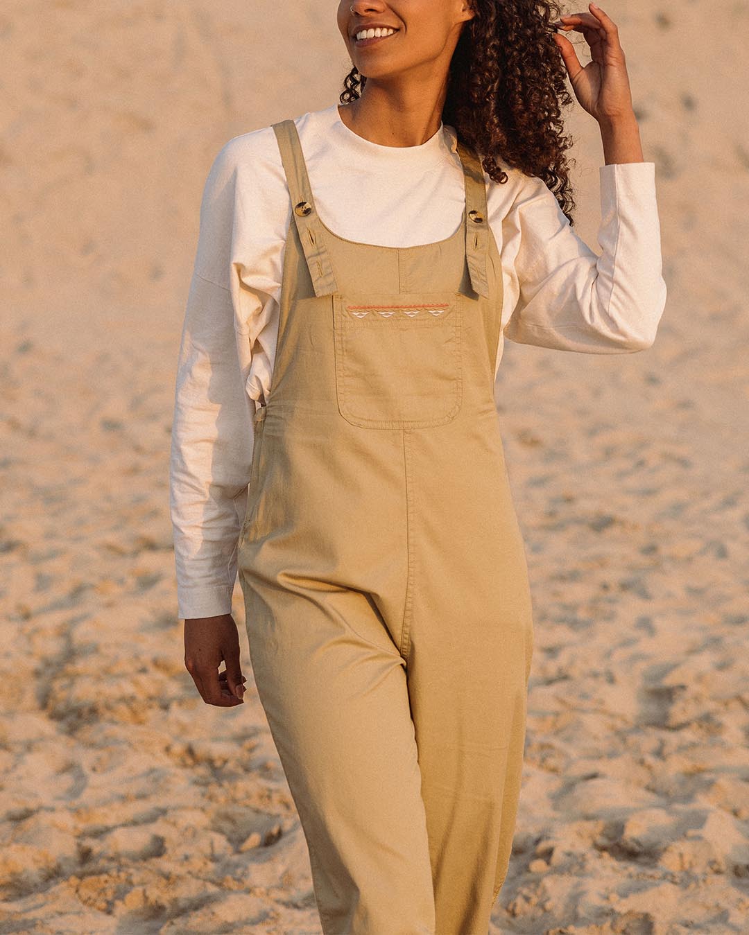 Faye Organic Cotton Dungarees - Biscuit