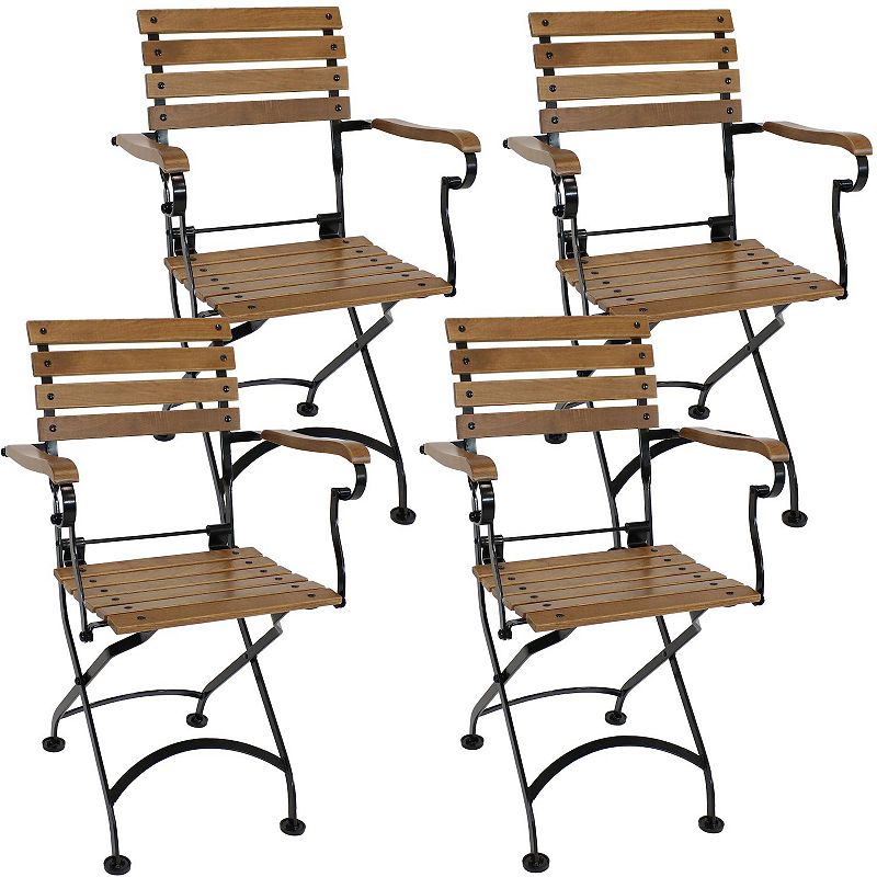 Sunnydaze Essential Chestnut Folding Bistro Dining Armchair - Set of 4