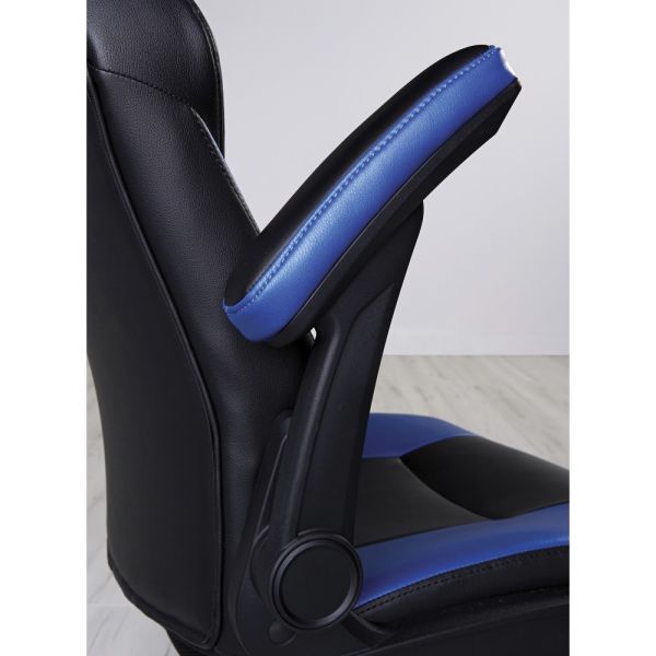 RS Gaming RGX Faux Leather High-Back Gaming Chair， Black/Blue， BIFMA Certified