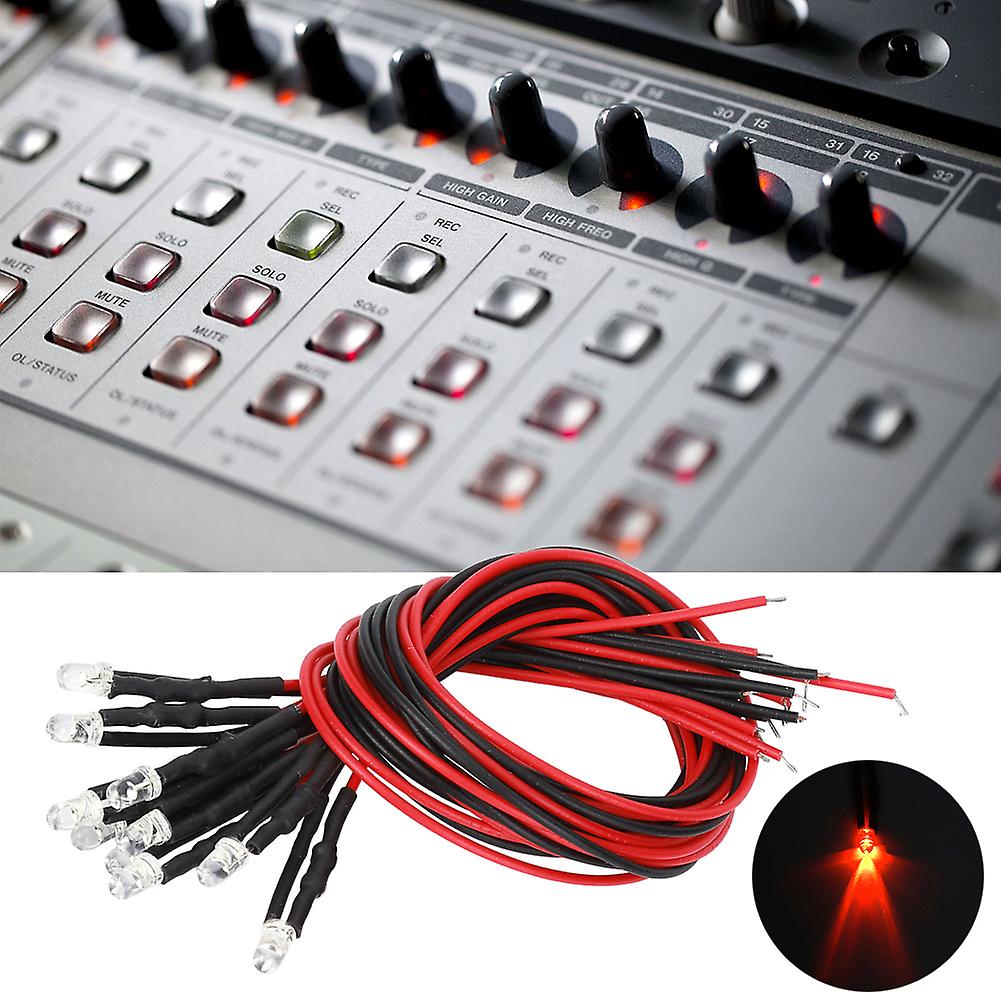 50pcs 12v Prewired Light Emitting Diode 3mm Orange Light Highlighting Round Head Led Beads