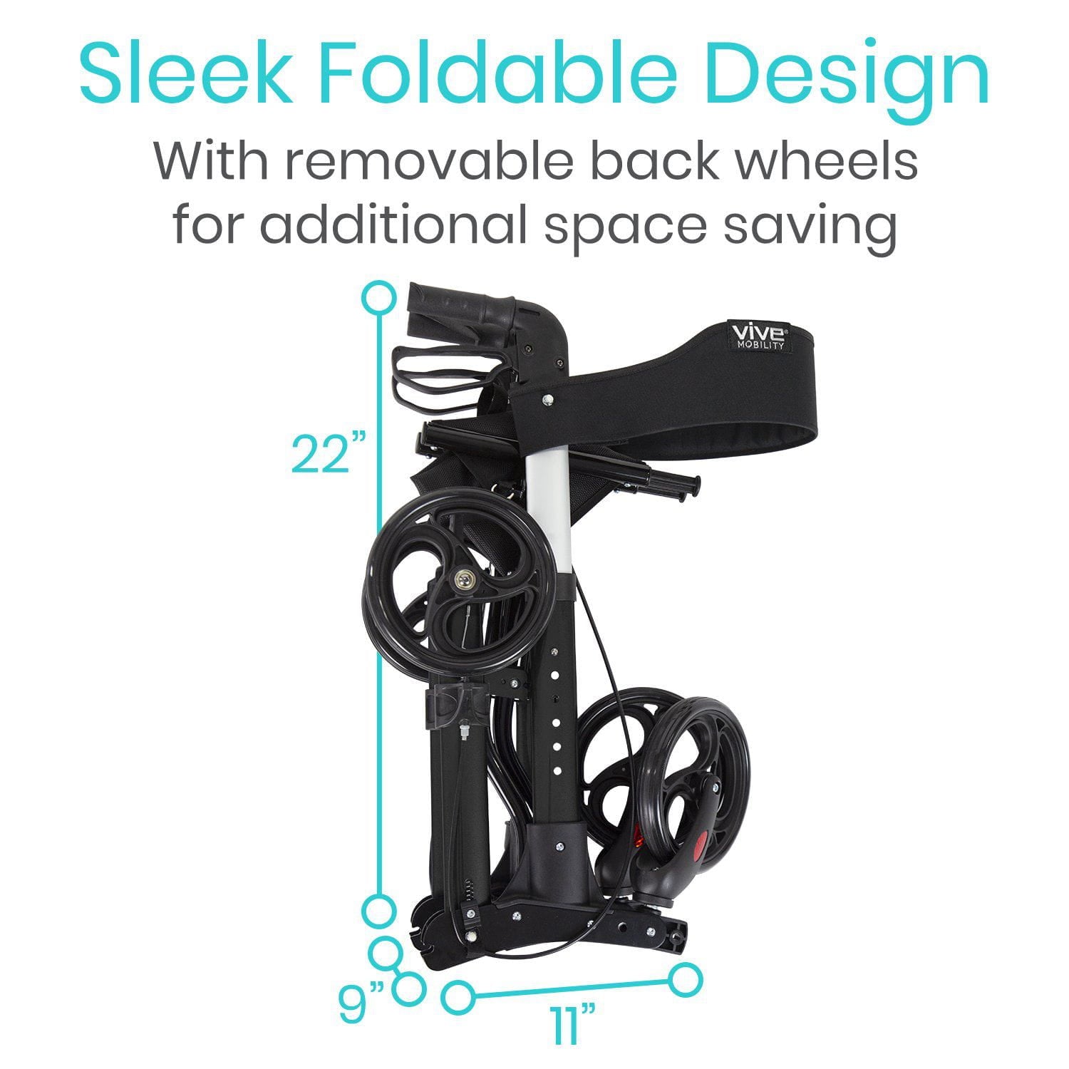 Vive Health Walker Rollator - Lightweight Foldable Walking Transport