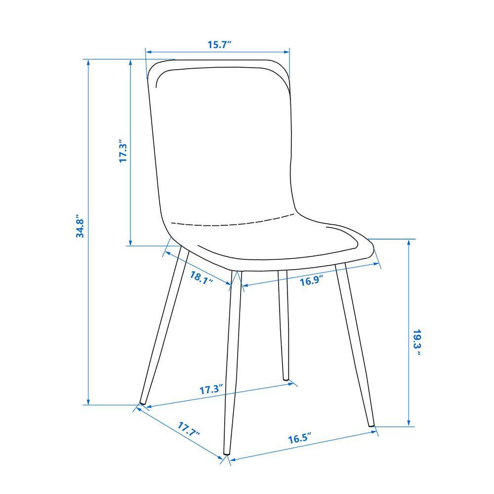 Homy Casa Slip Scargill Blue 5-Pcs Dining Set with Glass Top Black Leg Table and Velvet Upholstered Chairs SLIP GLASS BLACK LEG +SCARGILL BLUE