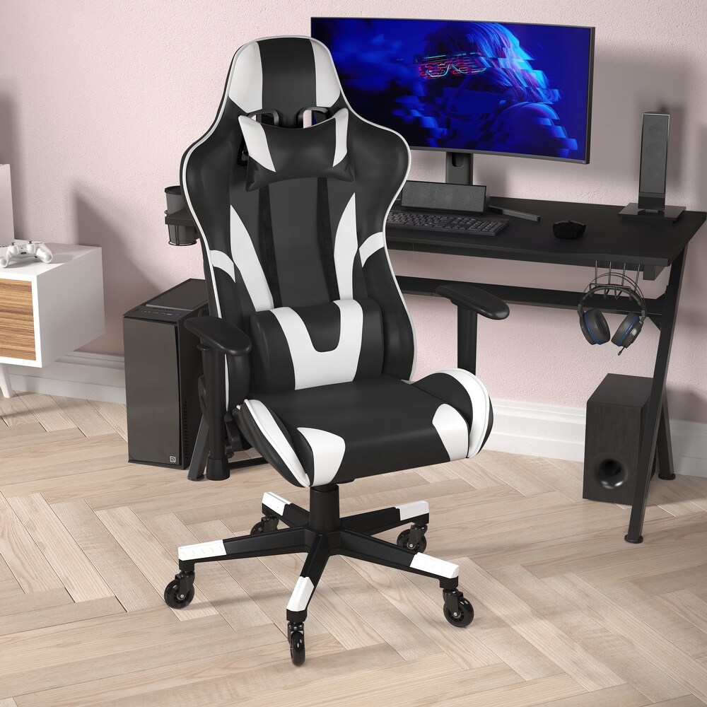 Office Gaming Chair with Roller Wheels   Reclining Back