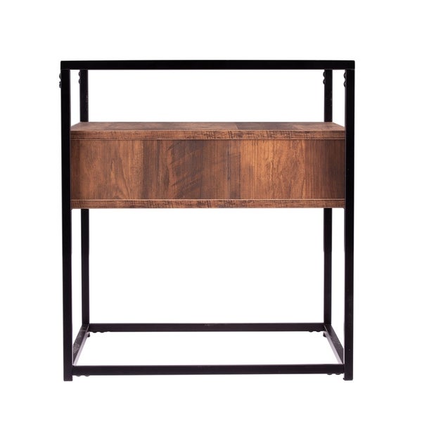 SEI Furniture Ottone Industrial Brown Wood Side Table