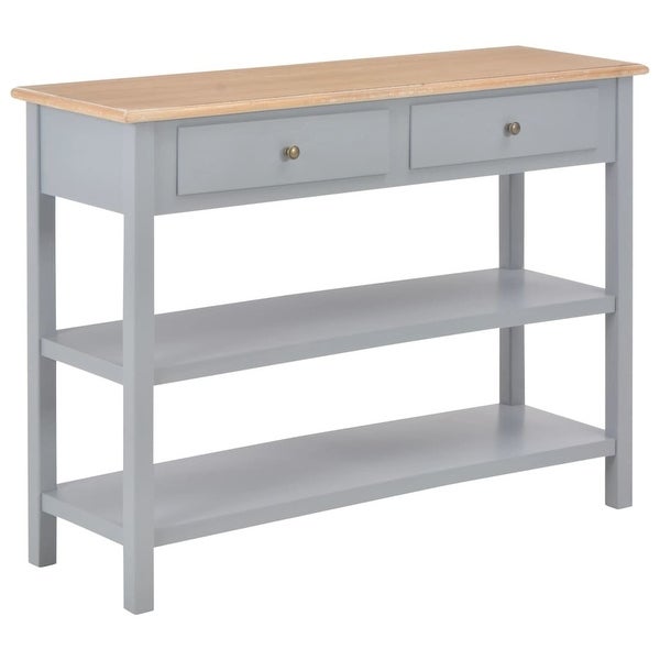 Wooden Storage Cabinet with 2 Drawers and 2 Shelves - Grey