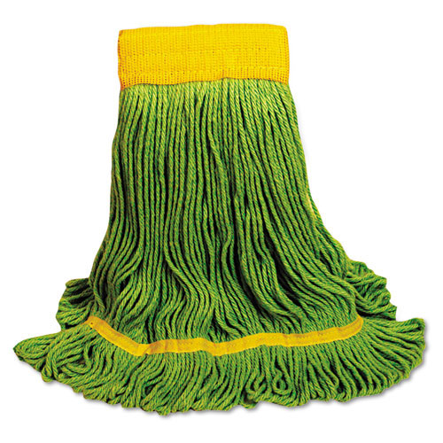 Boardwalk EcoMop Looped-End Mop Head | Recycled Fibers， Medium Size， Green， 12