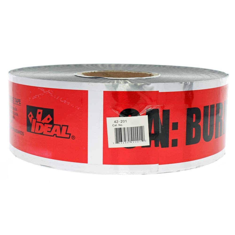 IDEAL 3 in. x 1000 ft. Detectable Underground Tape Caution Buried Electric Line Red 42-201