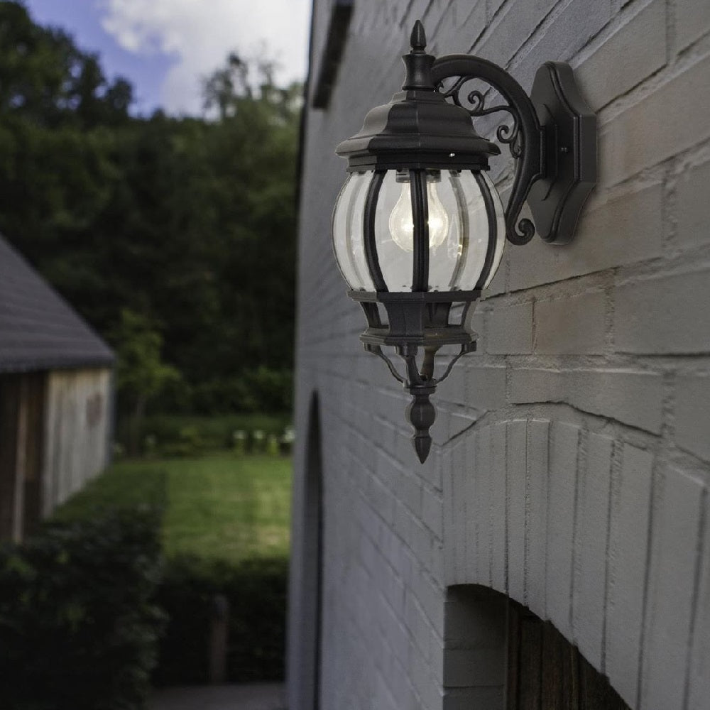 Britalia BR5120202012 Black & Clear Glass Outdoor Vintage Coach Down Lantern Wall Light