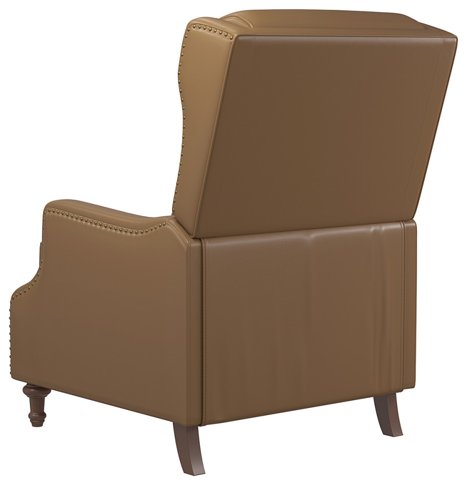 Traditional Genuine Leather Recliner With Nailhead Trims Set of 2   Traditional   Recliner Chairs   by Karat Home  Houzz