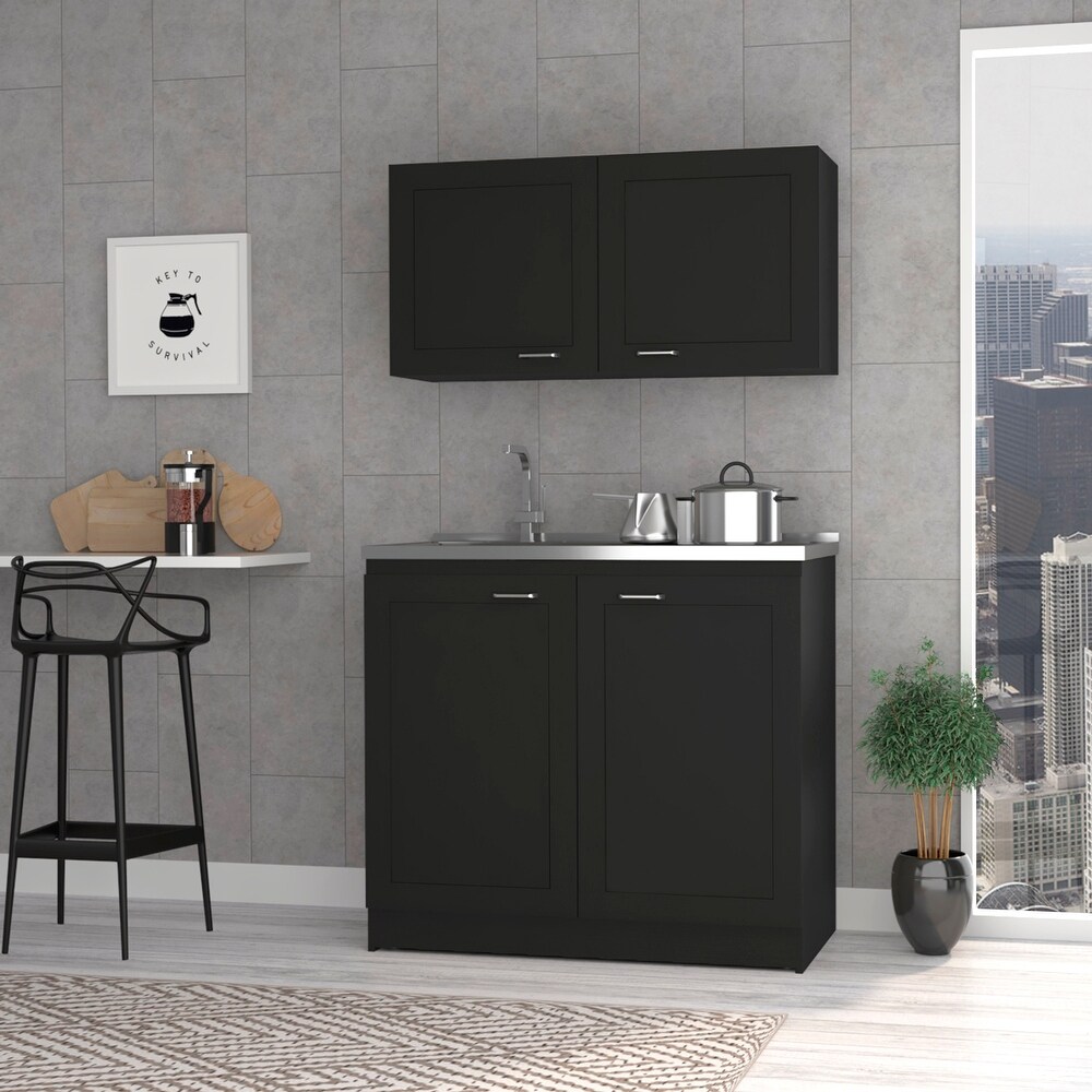 Cambridge 2 piece Rectangle Cabinet Set Black Wengue