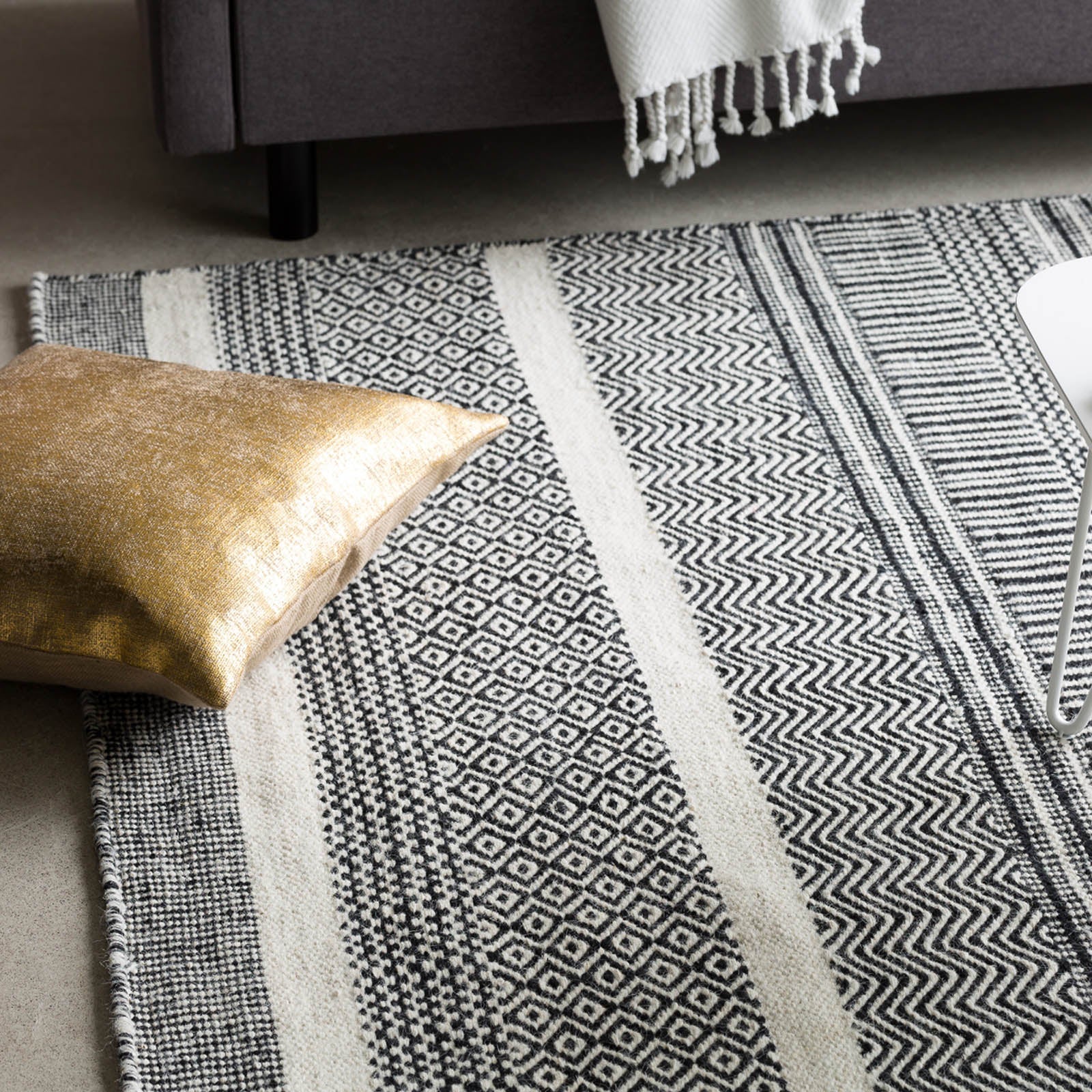 300X200 Cm Calvin Handmade Wool Rug Calvin-Cv-21-Xl(Graphite)