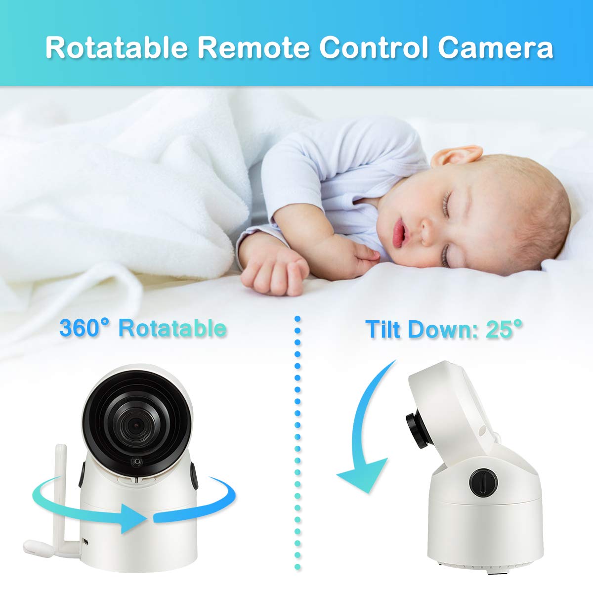 Video Baby Monitor, 3.5'' LCD Display, 2-Way Audio, Support 4 Cams, 1000ft Transmission Range