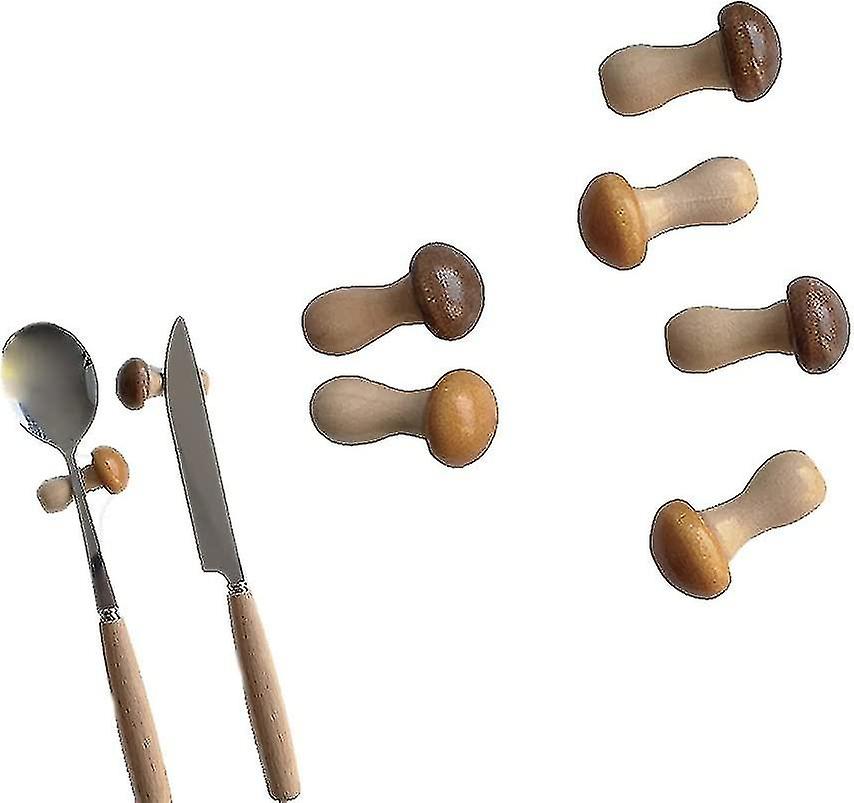 6 Pcs Super Cute Small Mushroom Chopsticks Stand Rest Rack Spoon Fork Knife Holder Set，creative Mush