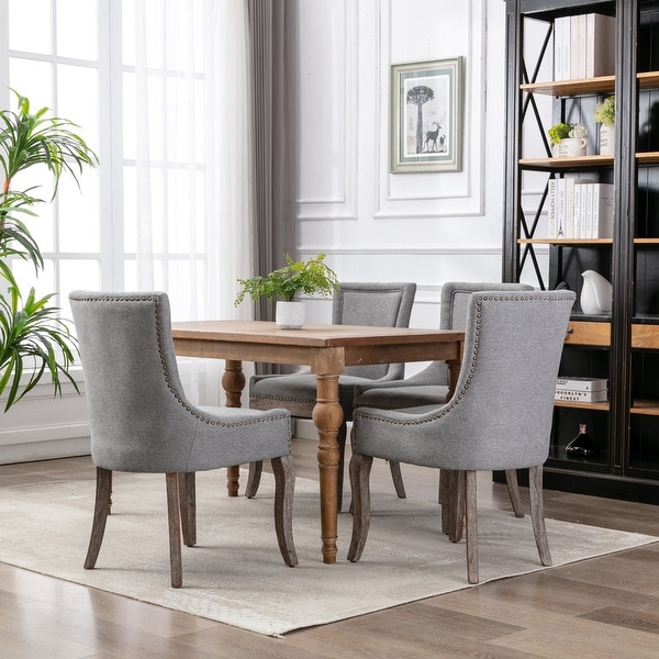 Set of 2 Neutrally Toned Solid Wood Dining Chair， Grey