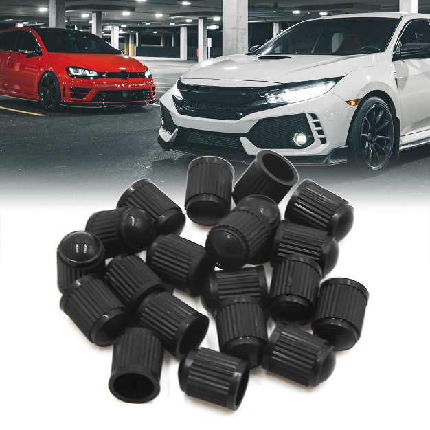 Unique Bargains 20pcs Black Plastic Tire Air Valve Stem Caps Tyre Wheel Rims Dust Cover For Car