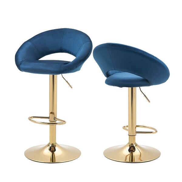 Set of 2 Elegant Velvet Adjustable Modern Dining Chairs， Swivel Bar Stools