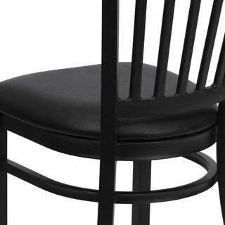 Flash Furniture Hercules Series Black Vertical Back Metal Restaurant Chair with Black Vinyl Seat XUDG6Q2BVRTBLKV