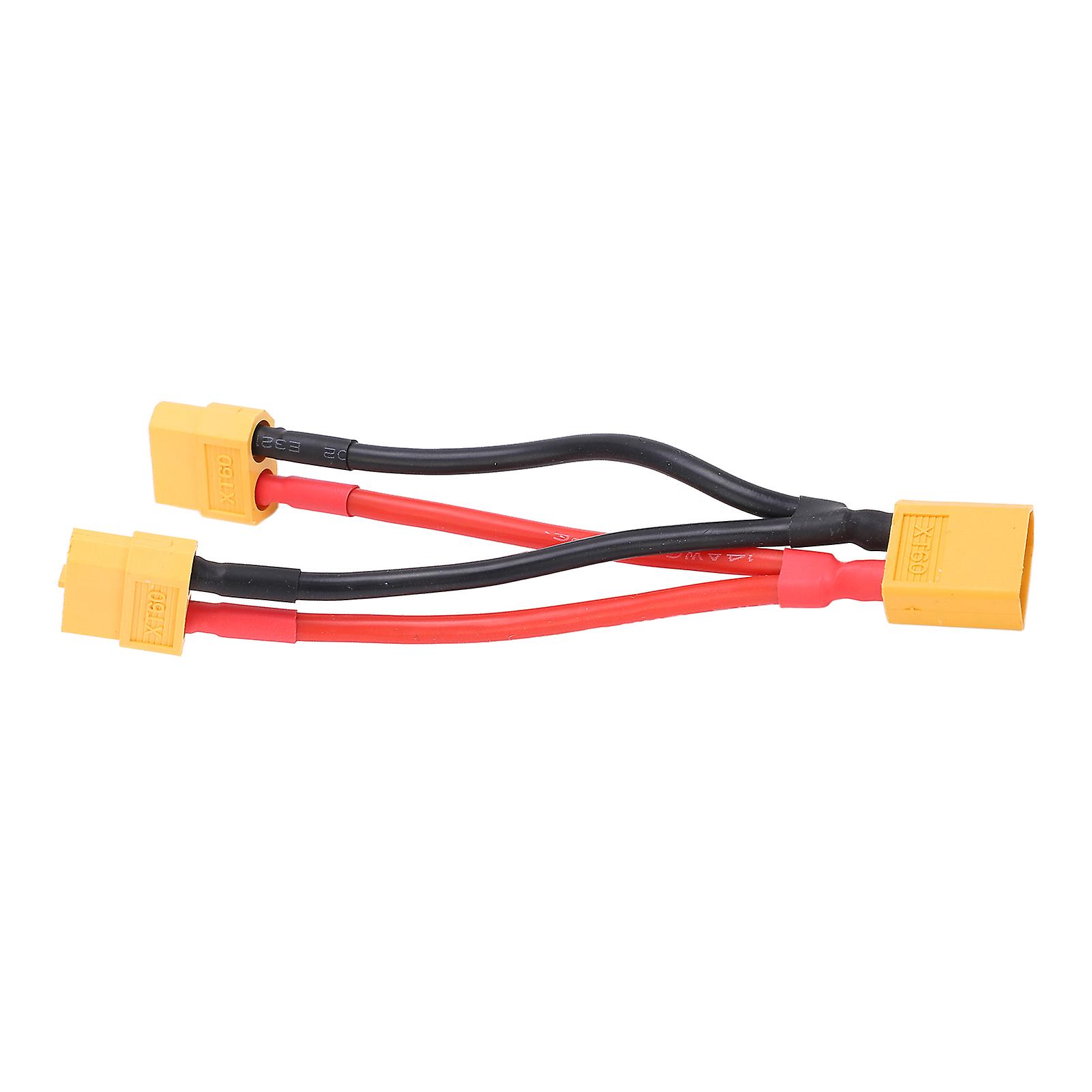 Xt60 Parallel Battery Connector Cable Dual Extension Y Splitter 1 Male To 2 Female Silicone Wire For Rc Batteries