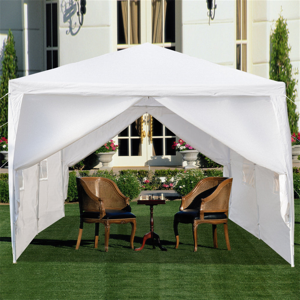 Canopy Party Tent for Outside, 10' x 20' Patio Gazebo Waterproof Tent with 6 Side Walls(Two Doors), ZPL White Outdoor Wedding Tent