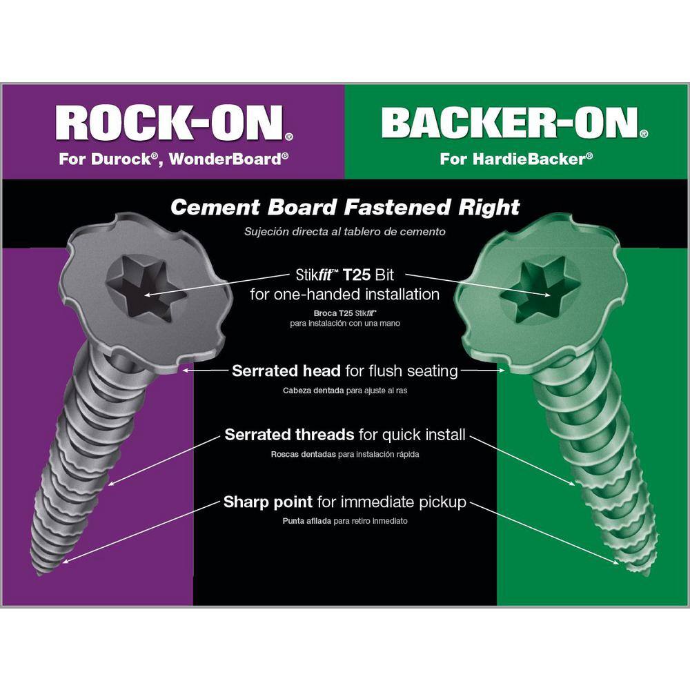 Rock-On #9 x 1-58 in. Serrated Flat Head Star Drive Cement Board Screws (575-Pack) 23316