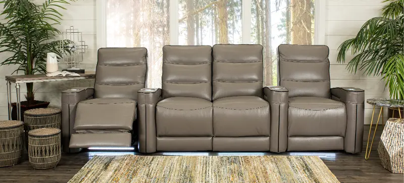 Beckett Leather-Match 3-Piece Home Theater Seating