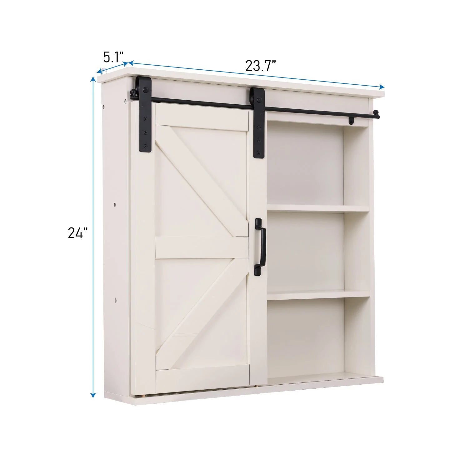 Sophia&William 3-Tier Wall Mounted Sliding Barn Door 23.6'' Bathroom Medicine Storage Cabinet-White