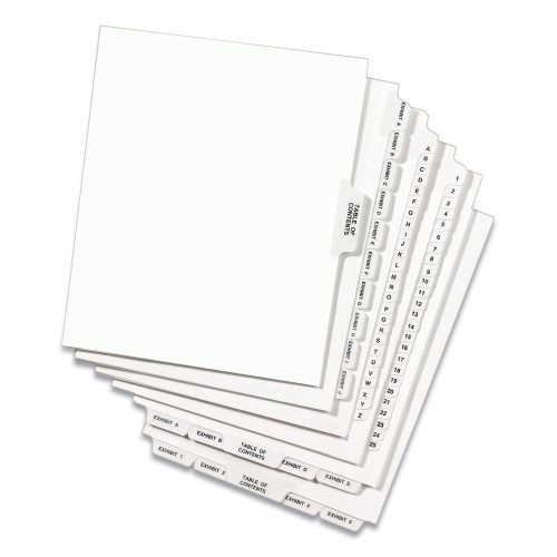 Preprinted Legal Exhibit Side Tab Index Dividers， Avery Style， 25-Tab， 1 to 25， 11 x 8.5， White， 1 Set (11370)