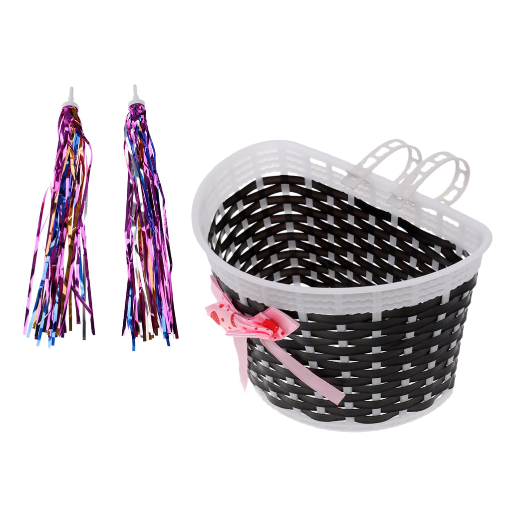 Bike Basket for Kids Front Bike Accessories for Kids Small Woven Wicker Cycling Ages 3-12，