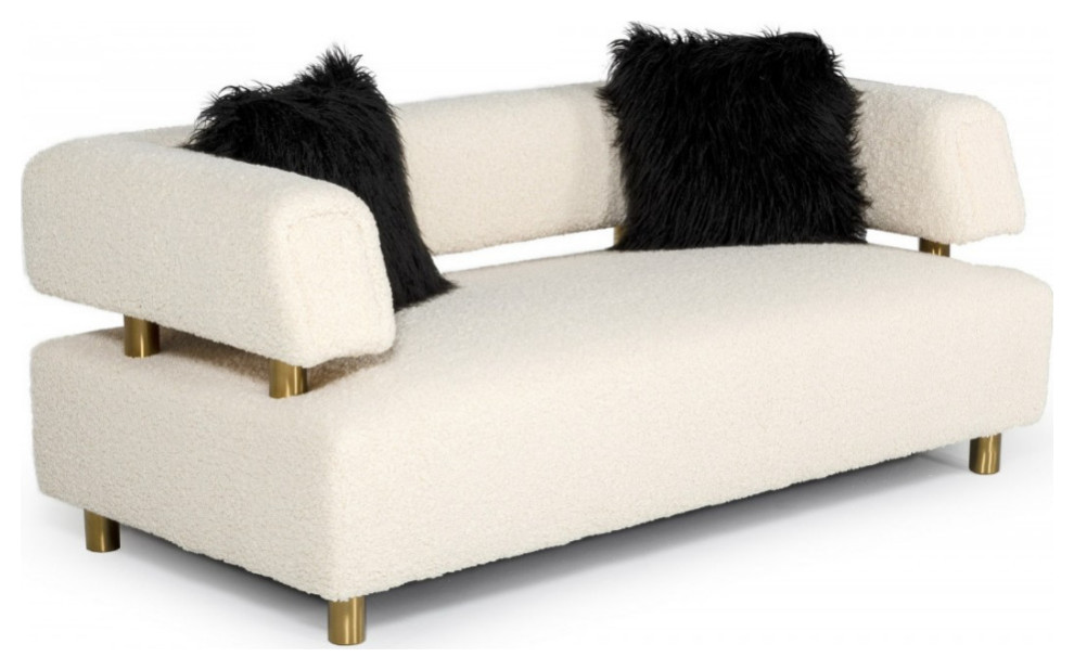 Arianna  Glam Beige Fabric Loveseat   Contemporary   Loveseats   by Rustic Home Furniture Deco  Houzz