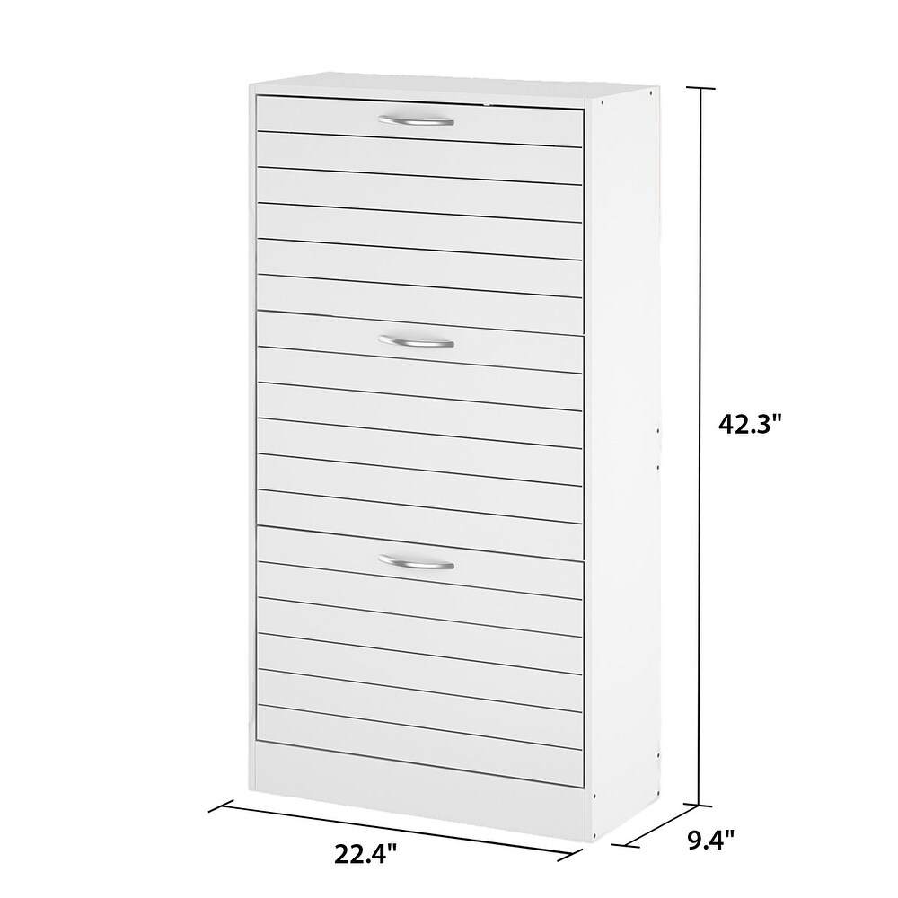 Shoe Cabinet Narrow Shoe Cabinet with 3 Flip Door Space Saving 3 Color