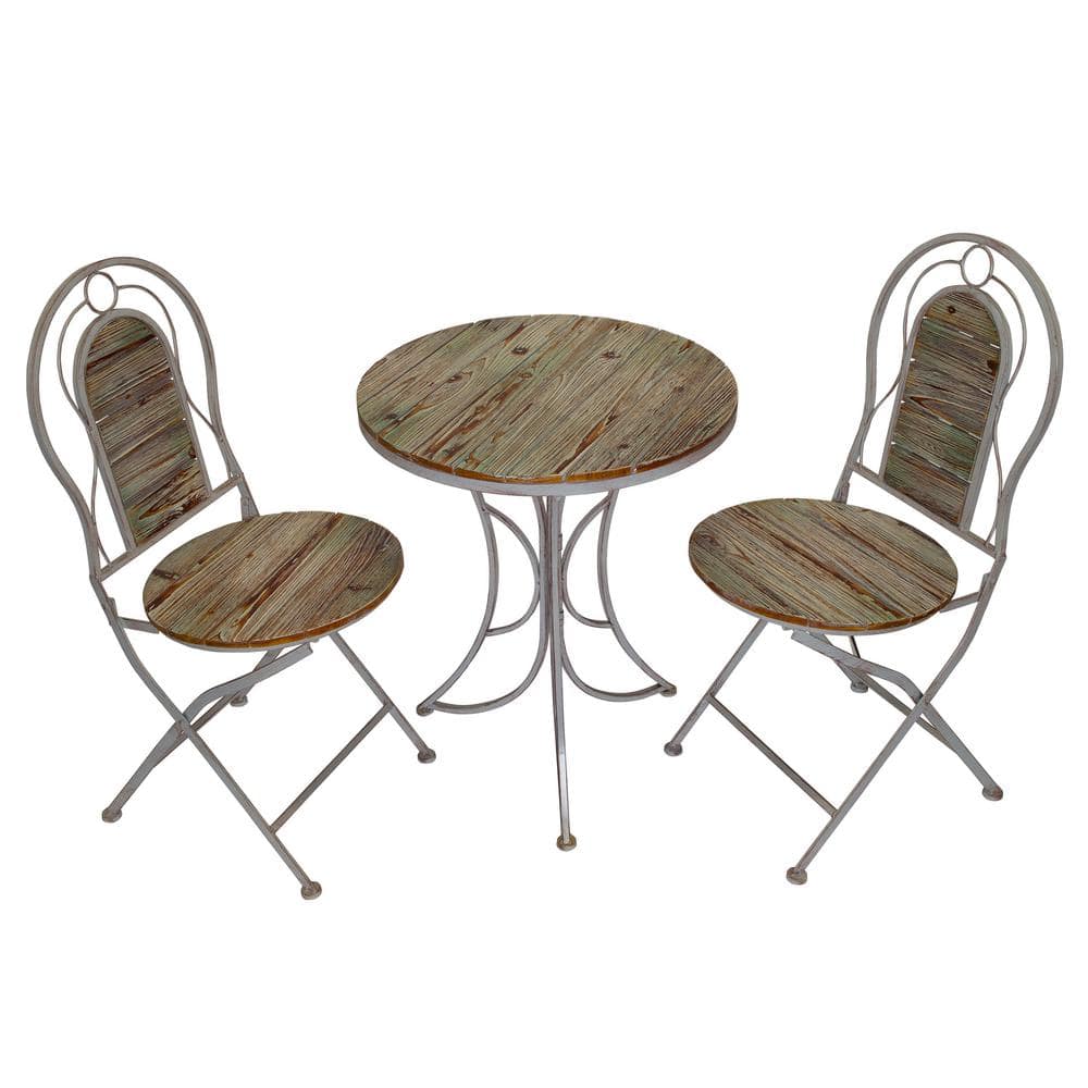 Alpine Corporation 3-Piece Weathered Wood Bistro Set in Green MZP610A