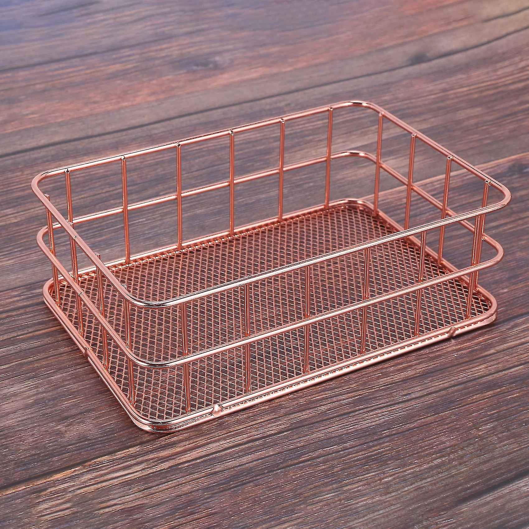 Storage Basket Metal Wire Bathroom Shelves Makeup Organiser Gold Brush Pen Holder Wire Mesh Bathroo